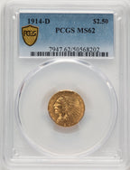 1914-D $2.50 Indian Quarter Eagle PCGS MS62 (776661046)