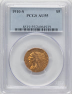 1910-S $5 Indian Half Eagle PCGS AU55