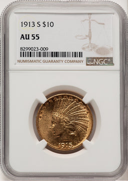 1913-S $10 Indian Eagle NGC AU55 (777425057)