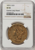1855-S $20 Liberty Double Eagle NGC XF45