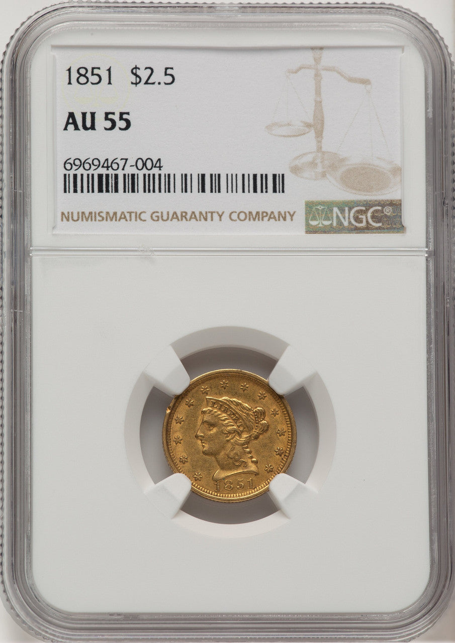 1851 $2.50 Liberty Quarter Eagle NGC AU55