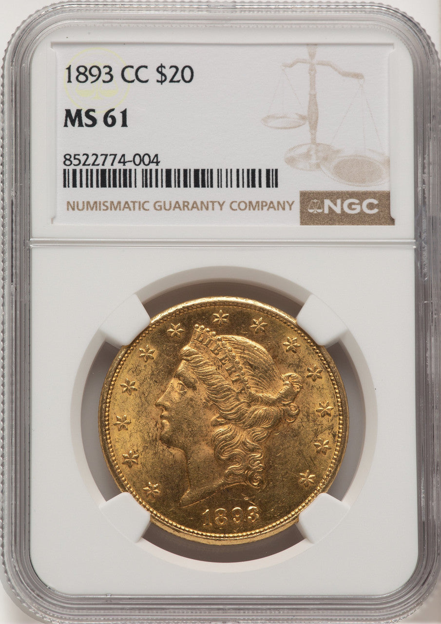 1893-CC $20 Liberty Double Eagle NGC MS61