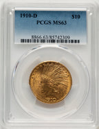1910-D $10 Indian Eagle PCGS MS63 (171479003)