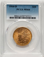 1910-D $10 Indian Eagle PCGS MS64
