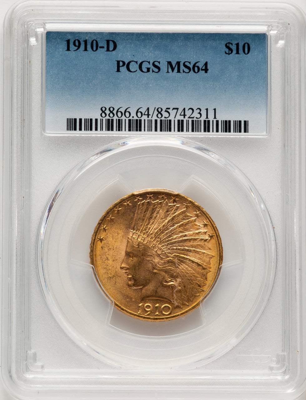 1910-D $10 Indian Eagle PCGS MS64