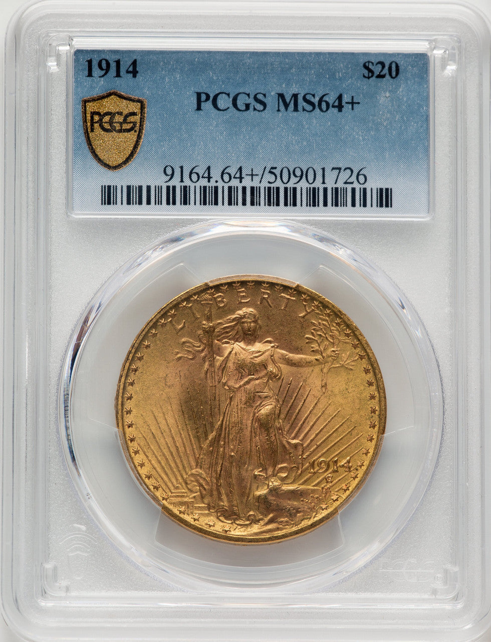 1914 $20 Saint-Gaudens Double Eagle PCGS MS64+