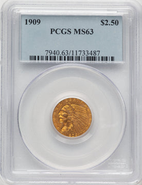 1909 $2.50 Indian Quarter Eagle PCGS MS63 (777754010)