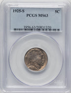1925-S 5C Buffalo Nickel PCGS MS63 (777625002)