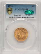 1893 $5 CAC Liberty Half Eagle PCGS MS65
