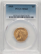 1915 $5 Indian Half Eagle PCGS MS63 (777602026)