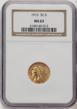 1915 $2.50 Indian Quarter Eagle NGC MS63 (777754012)