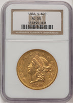 1856-S $20 Liberty Double Eagle NGC AU50