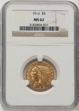 1915 $5 Indian Half Eagle NGC MS62 (521126060)
