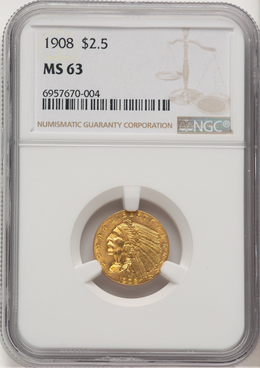 1908 $2.50 Indian Quarter Eagle NGC MS63 (777472029)