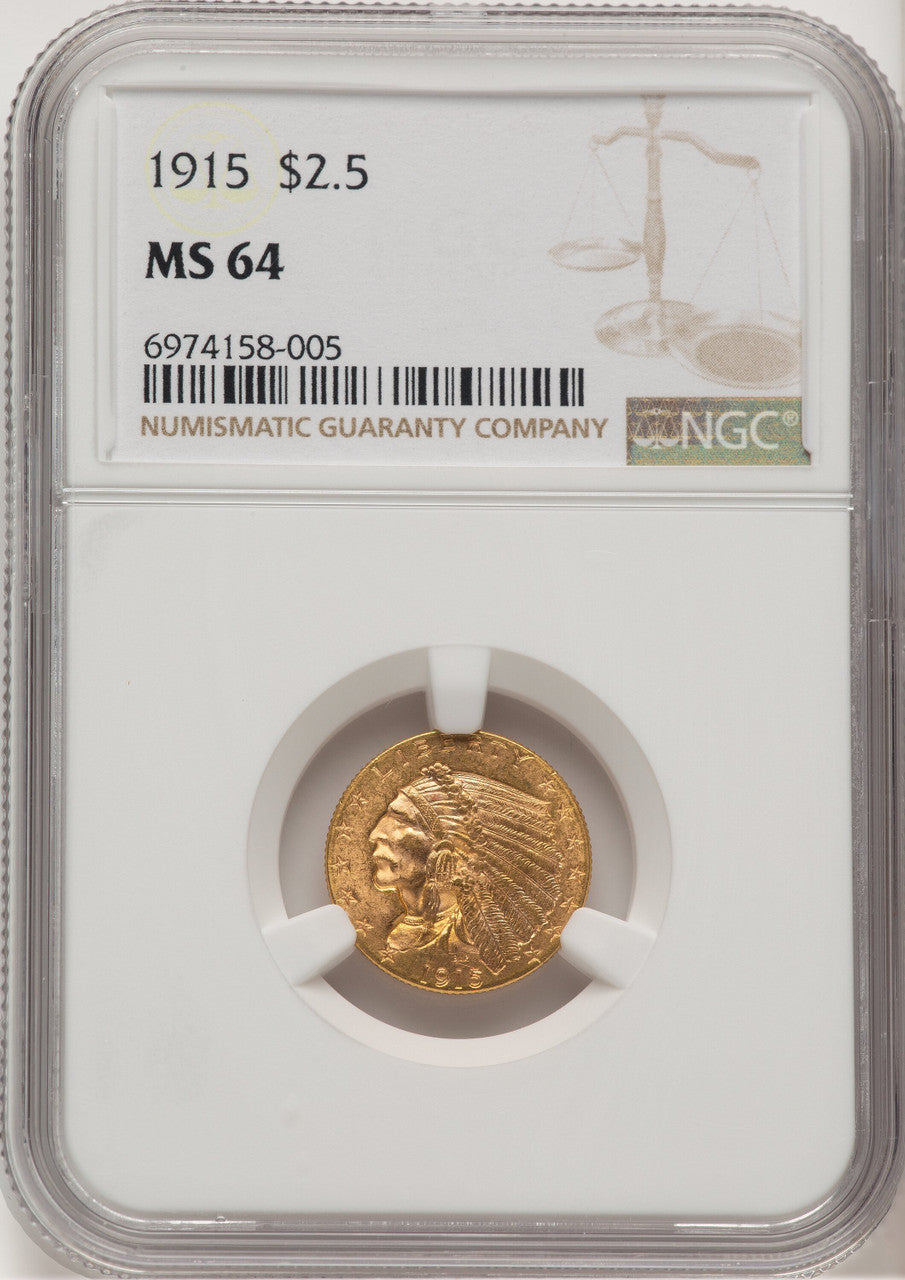 1915 $2.50 Indian Quarter Eagle NGC MS64 (777574003)