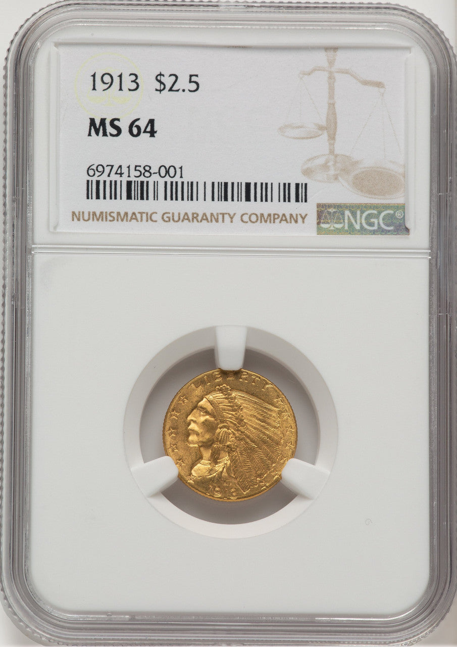1913 $2.50 Indian Quarter Eagle NGC MS64 (777574001)