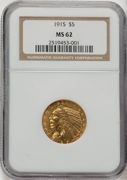 1915 $5 Indian Half Eagle NGC MS62 (777754007)