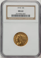 1915 $5 Indian Half Eagle NGC MS62 (777754007)