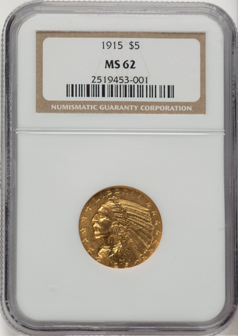 1915 $5 Indian Half Eagle NGC MS62 (777754007)