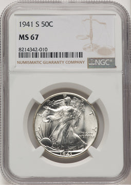 1941-S 50C Walking Liberty Half Dollar NGC MS67 (777605057)