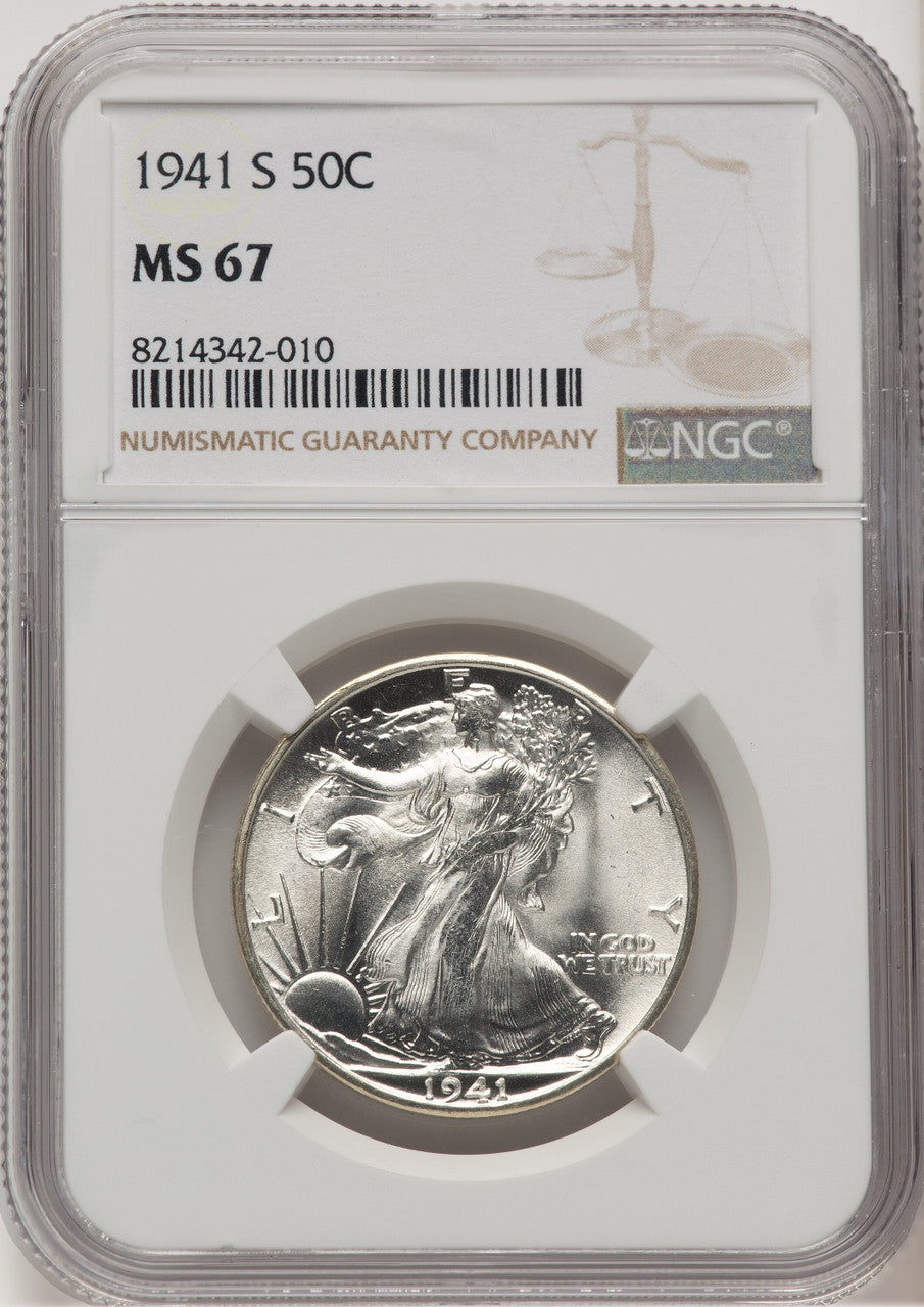 1941-S 50C Walking Liberty Half Dollar NGC MS67 (777605057)