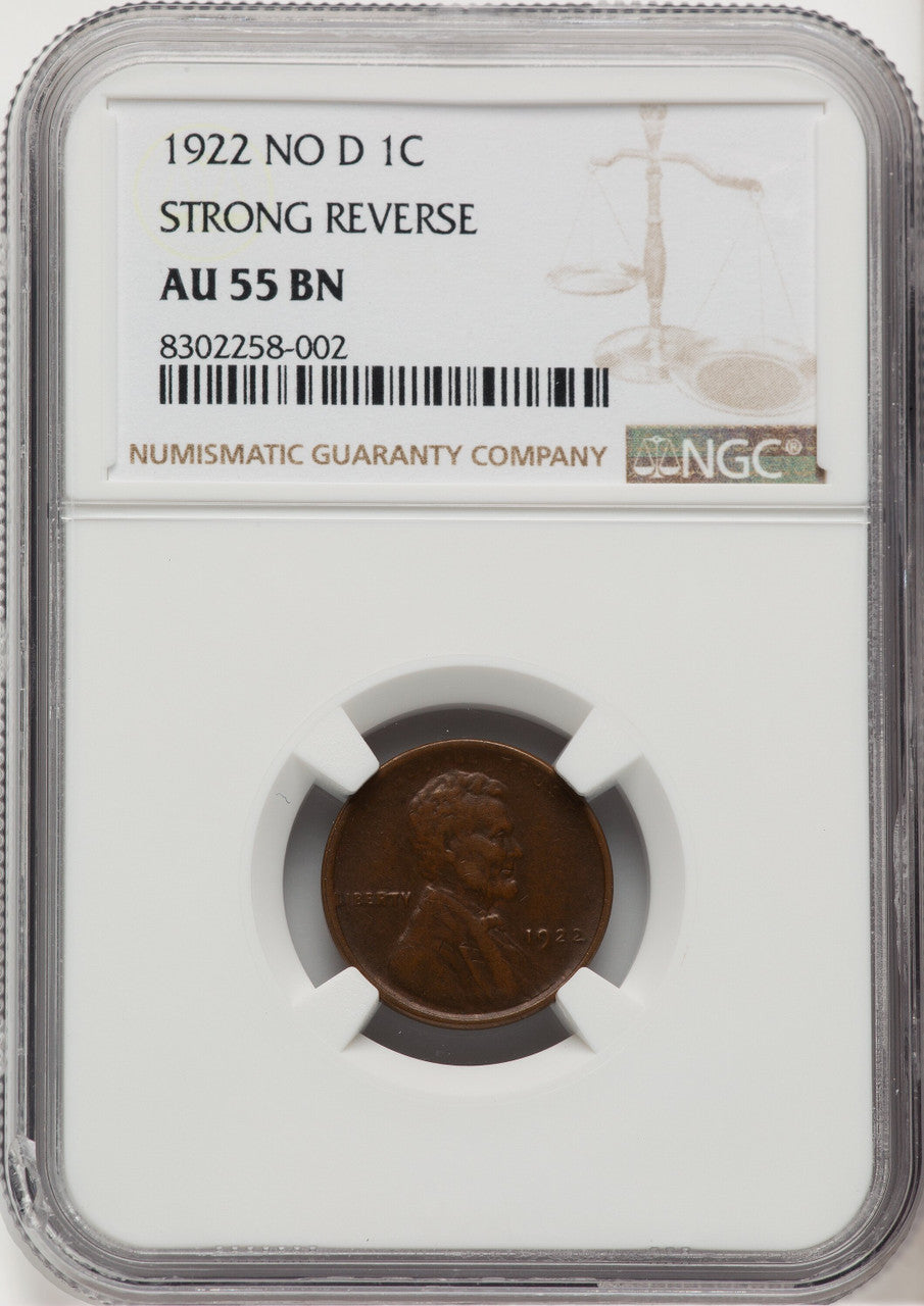 1922 1c FS-401 BN Lincoln Cent NGC AU55