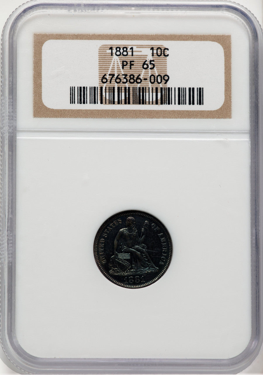 1881 10C Proof Seated Dime NGC PR65