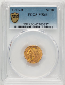 1925-D $2.50 Indian Quarter Eagle PCGS MS66 (777597002)