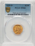 1925-D $2.50 Indian Quarter Eagle PCGS MS66 (777597002)