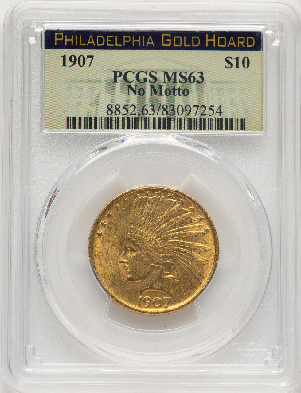1907 $10 No Motto Indian Eagle PCGS MS63 (777525134)
