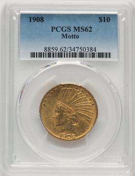 1908 $10 MOTTO Indian Eagle PCGS MS62 (777525135)