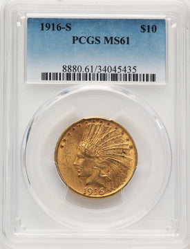 1916-S $10 Indian Eagle PCGS MS61
