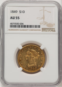 1849 $10 Liberty Eagle NGC AU55 (777525107)