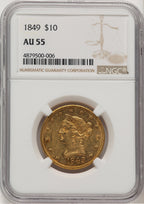 1849 $10 Liberty Eagle NGC AU55 (777525107)
