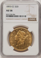 1893-CC $20 Liberty Double Eagle NGC AU58 (775996001)
