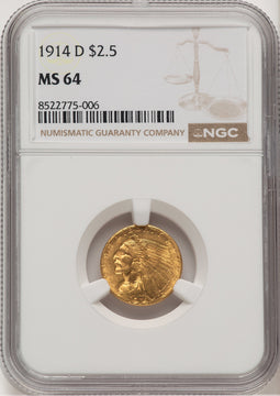 1914-D $2.50 Indian Quarter Eagle NGC MS64 (776661077)