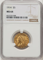 1914 $5 Indian Half Eagle NGC MS64 (776662007)