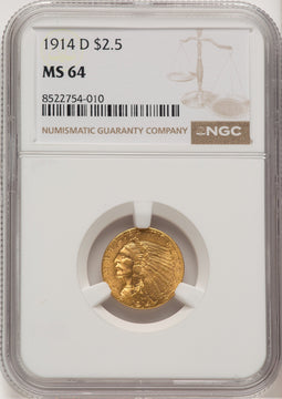 1914-D $2.50 Indian Quarter Eagle NGC MS64 (776662013)