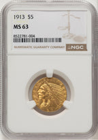 1913 $5 Indian Half Eagle NGC MS63 (506643006)