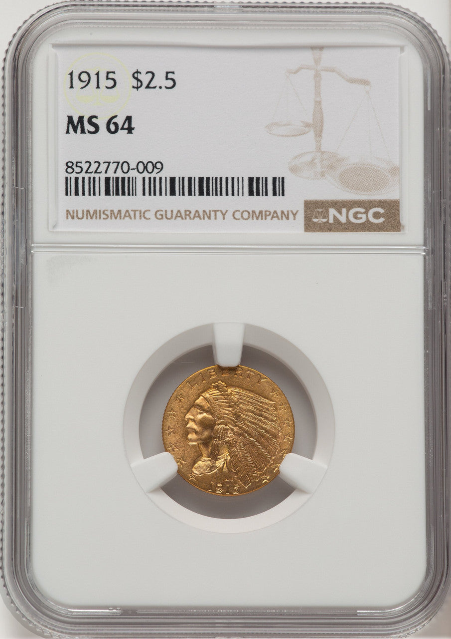 1915 $2.50 Indian Quarter Eagle NGC MS64 (776661010)