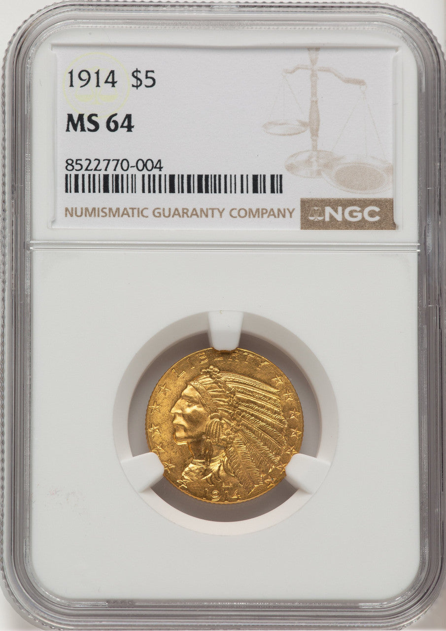 1914 $5 Indian Half Eagle NGC MS64