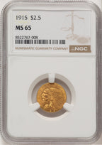 1915 $2.50 Indian Quarter Eagle NGC MS65 (776662008)
