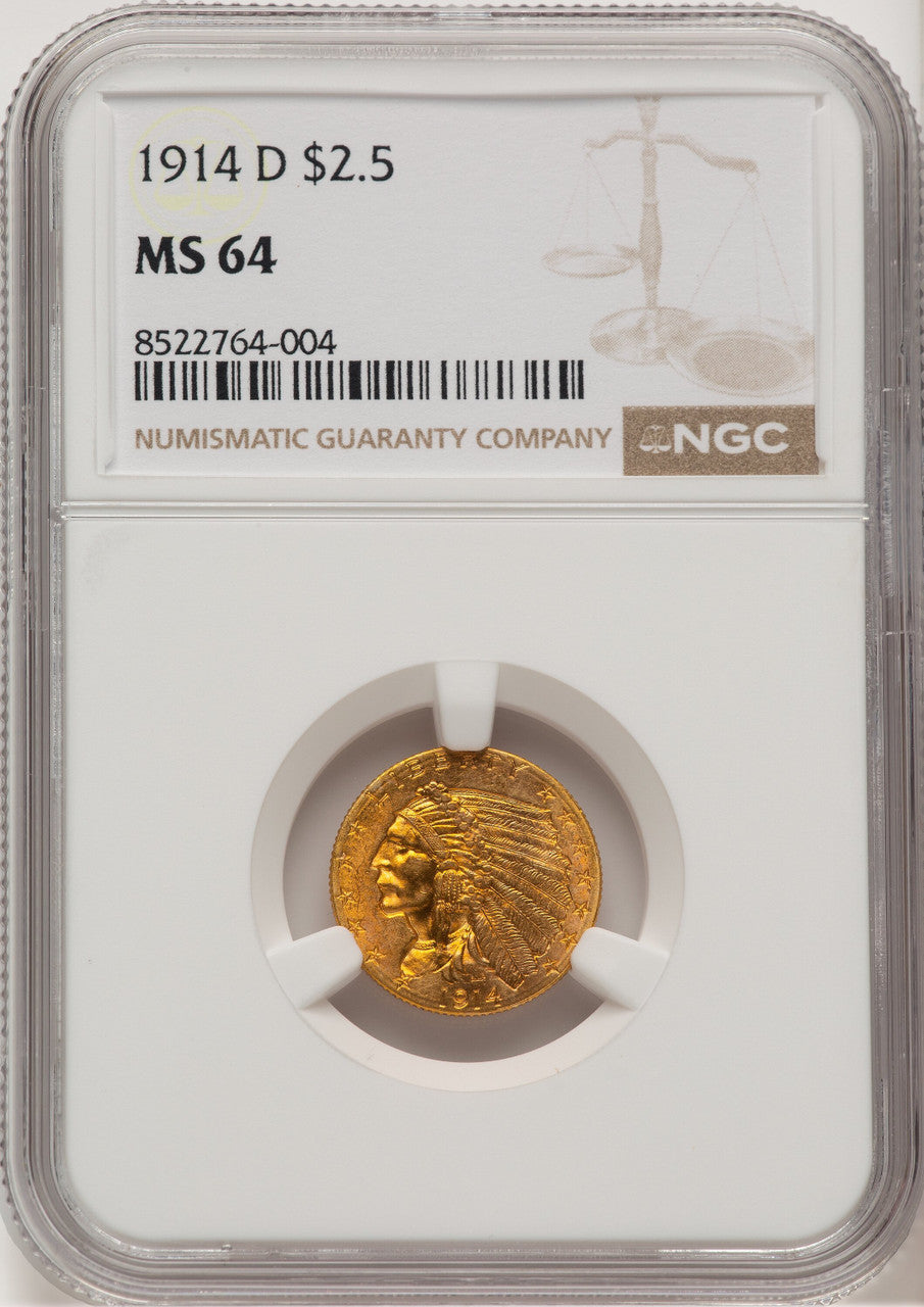 1914-D $2.50 Indian Quarter Eagle NGC MS64 (776661068)