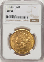 1883-CC $20 Liberty Double Eagle NGC AU58 (520706056)