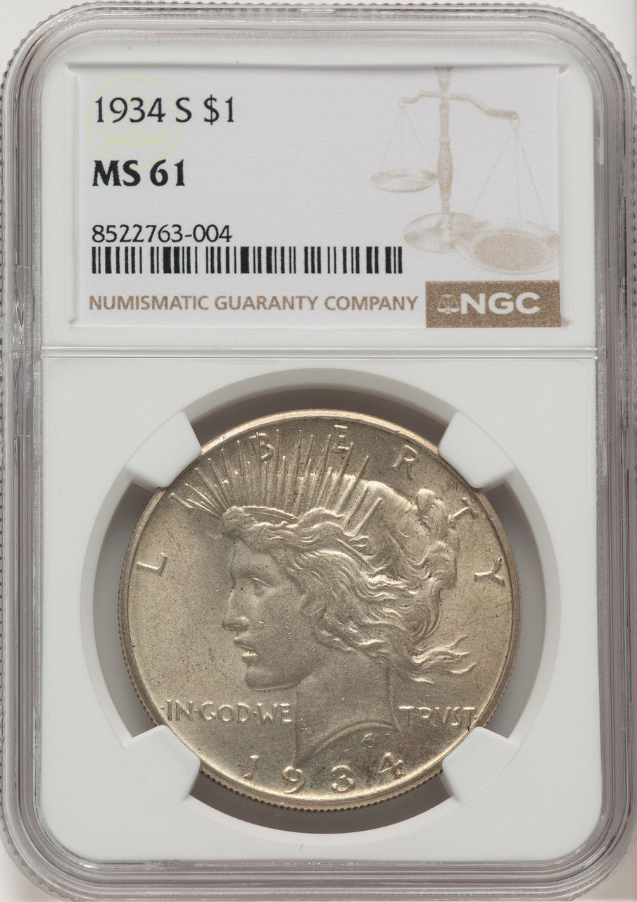 1934-S Peace Dollar NGC MS61 (776677011)