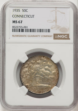 1935 50C Connecticut Commemorative Silver NGC MS67 (776347021)