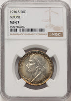1936-S 50C Boone Commemorative Silver NGC MS67 (775896002)