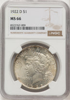 1922-D Peace Dollar NGC MS66 (776291026)