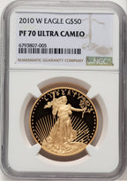 2010-W $50 One-Ounce Gold Eagle Brown Label NGC PF70 (521154021)