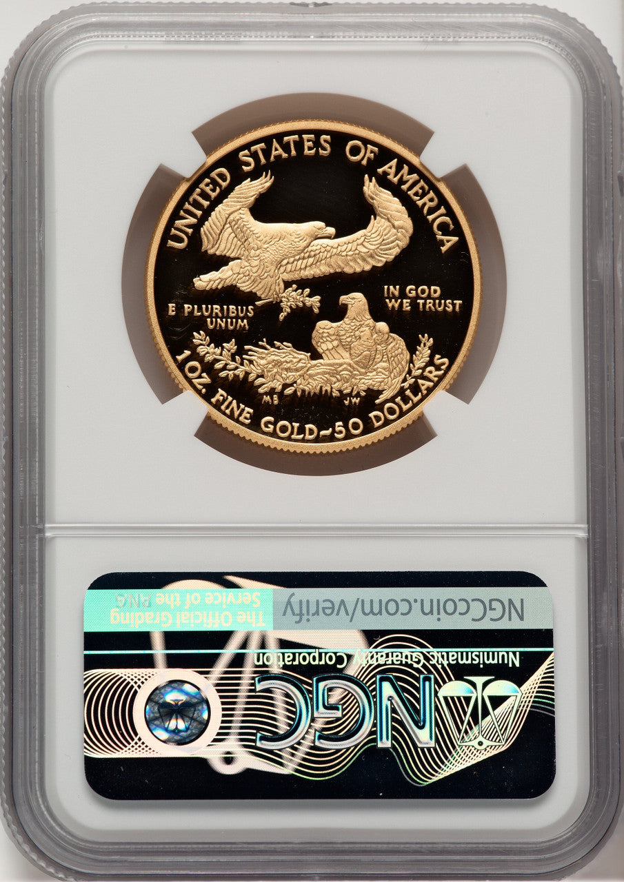2010-W $50 One-Ounce Gold Eagle Brown Label NGC PF70 (521154021)